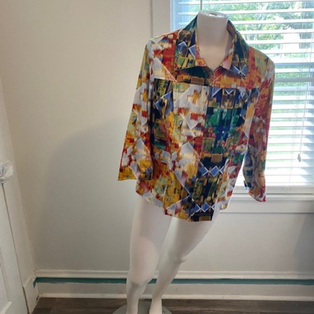 Erin London multi-color 3/4 cuff sleeves blazer, size S